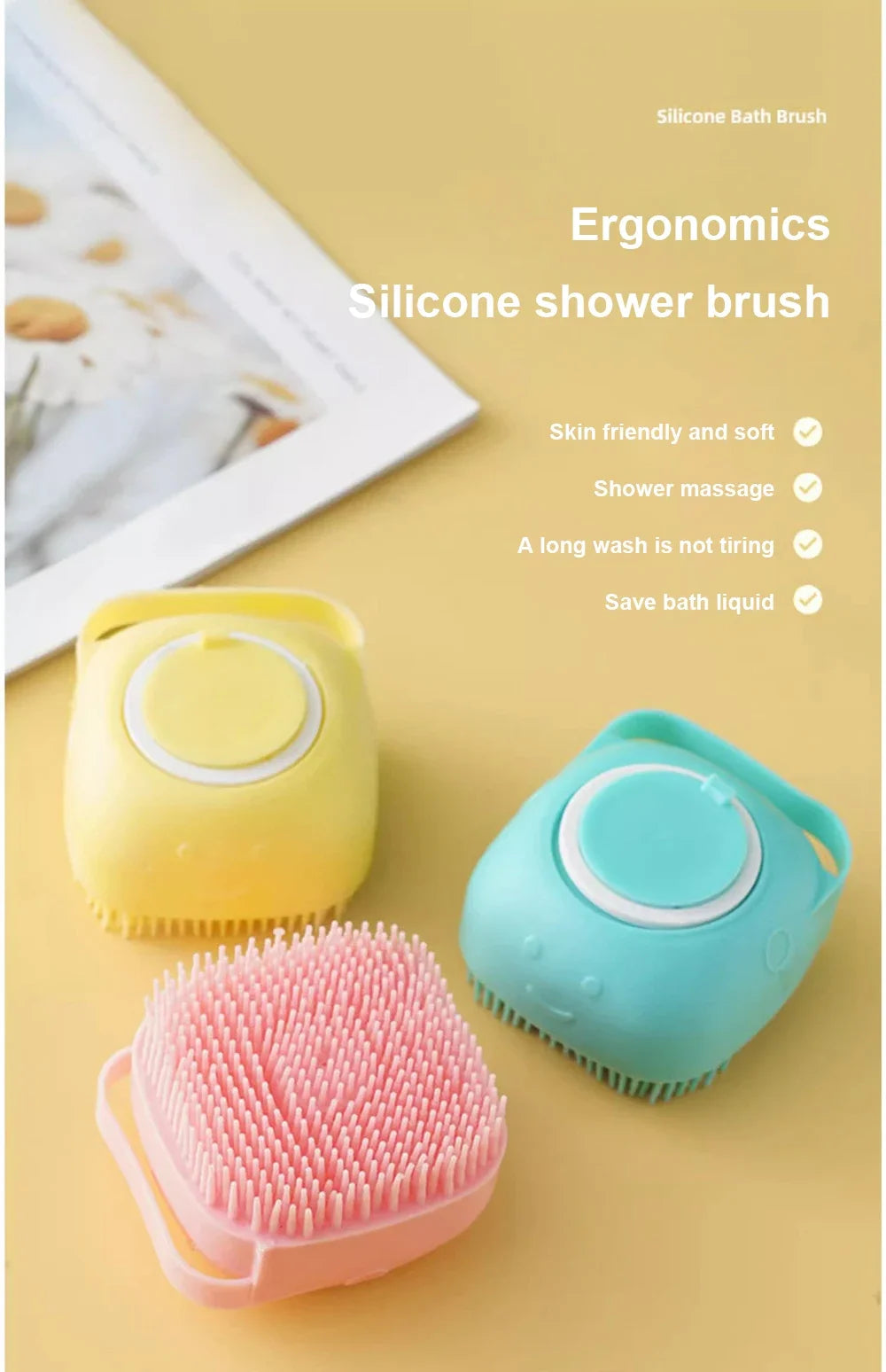 Silicone Pet Bath Massage Brush – Soft, Safe Grooming Tool for Dogs & Cats